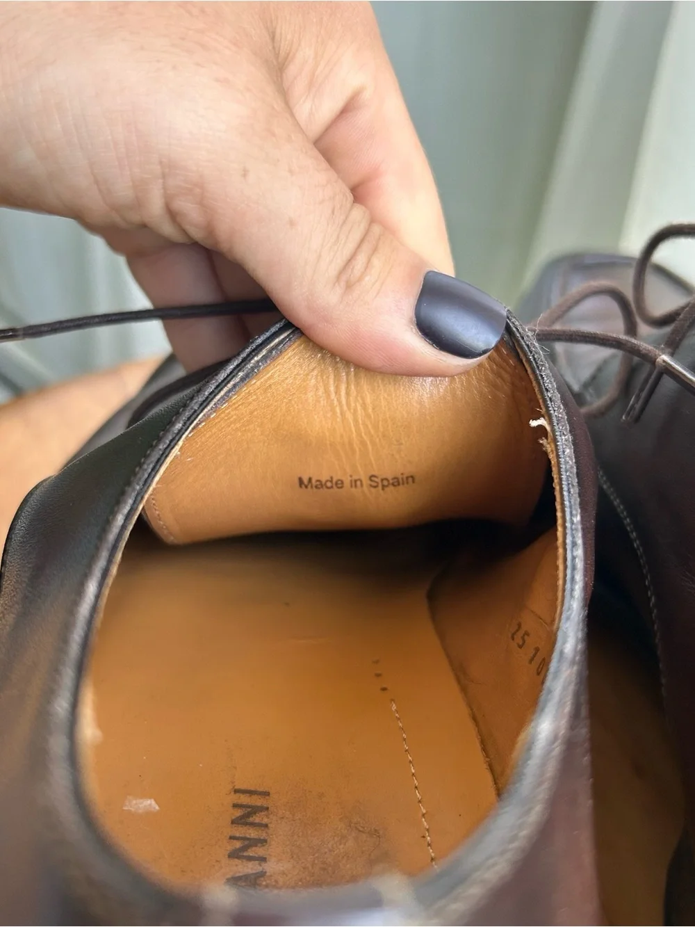 Magnanni Brown Leather Derby Dress Shoes Square Toe Lace Up Made in Spain 9.5